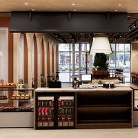 Décoration de café personnalisable, design mobile, nouveauté pour équipement commercial, intérieur de remorque, style moderne et tables pour café