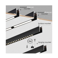 Lampu Magnetik Linear DC48v Tipe Gantung dan Terpasang di Permukaan, Dapat Dipilih, Berbahan Aluminium Logam Hitam, Lampu Trek Magnetik LED