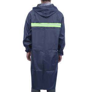 Reflective Raincoat Adult Outdoor Hiking Waterproof <b>Poncho</b> Men's Long Sleeve One Piece Rainwear Navy Blue - Product Image 5