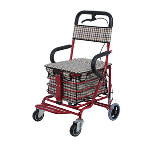Carrito de compras plegable Xu Haode para personas mayores, con reposapiés y asa, color rojo, para asistencia de movilidad. - Product Image 5
