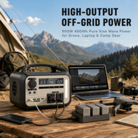 Centrale Électrique Portable OEM ES6-900W 900W 480Wh LiFePO4 à Onde Sinusoïdale Pure, Générateur Solaire 220V avec Double Port PD Type-C 65W pour l'Extérieur