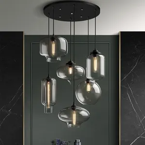 Transparent glass chandelier E27 lamp with metal+glass for home decorating