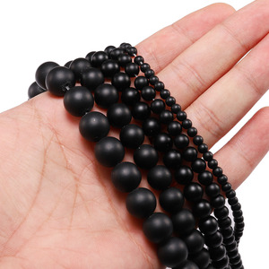 Perles de verre noir givré rondes, perles en vrac pour la fabrication de bijoux et bracelets DIY, 6mm 8mm 10mm 12mm 14mm 16mm - Product Image 5
