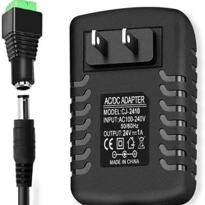 ESann DC24V 1A Adaptateur secteur double port Chargeur mural de voyage Transformateur d'alimentation avec 5.5mm X 2.5mm / 5.5x2.1mm