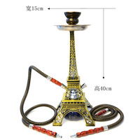 Vente chaude Paris Tour Narguilé Shisha 2 Tuyaux Sheesha Huka Narguile Portable Mini Shisha Narguilé Double Tuyaux