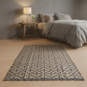 Modern Geometric Jute Area <b>Rug</b> Rectangle Flat Weave Non-Slip Living Room <b>Rug</b> Beige Gray Patterned <b>Thin</b> Pile - Product Image 2