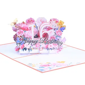 신상품 3d 팝업 종이 공예 카드 향기 봉투와 생일 축하 기념일 인사말 카드
