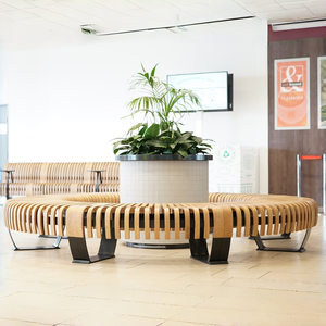 Banco Circular <span class=keywords><strong>de</strong></span> <span class=keywords><strong>Madera</strong></span> con Jardinera Central para Jardín, Patio o Interiores, Asientos con Diseño Inspirado en Árboles - Product Image 3