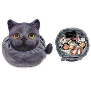 Pochette à cosmétiques en forme de chat, sacs de maquillage amusants, pochette à monnaie de voyage à cordon, trousse de toilette souple en forme d'animal - Product Image 2