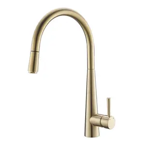 Sanitary Items Antique Brass Metal Brush Gold Pull Out Sprayer Sink Water Copper Kitchen Faucet