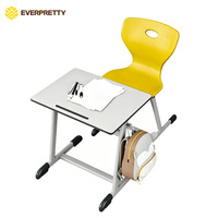 Proveedor de Muebles Escolares OEM ODM, Conjunto de Escritorio y Silla Individual para Estudiantes con Marco Metálico Moderno y Resistente para Aula