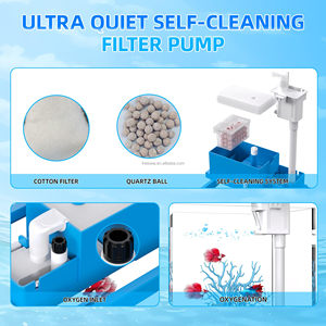 Tangki ikan akuarium 2 galon biru duyung hadiah anak-anak dengan pompa Filter bahan plastik kaca untuk ruang tamu dapur Desktop - Product Image 6