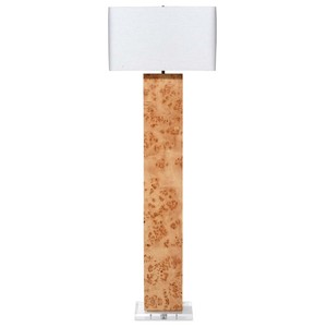 Jia Wenjun Floor Lamp 65.75 In Solid Wood Base White Shade Study Bedroom Lighting - Product Image 2