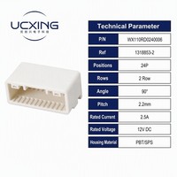 Conector Automotriz Macho WX-110D 1318853-2, 24 Pines, Ángulo Recto de 90 Grados, Paso de 2.2mm, 2.5A 12V, Carcasa de Aleación de Cobre SPS/PBT
