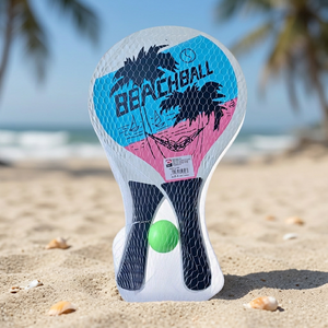 Racchetta da Spiaggia in Legno 38x24cm 0.6 con Stampa a Trasferimento Termico e Rete in Nylon Modello 10608 per Beach Tennis - Product Image 3