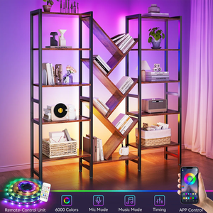 Estantería Etagere, Librería con 17 Estantes Abiertos, Librería Moderna con Forma de Árbol y Tira de Luz RGB - Product Image 4
