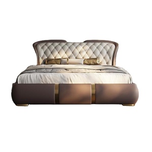 Set Letto Matrimoniale <span class=keywords><strong>di</strong></span> <span class=keywords><strong>Lusso</strong></span> in Stile Moderno Popolare, Letto King Size in Pelle, Struttura Letto <span class=keywords><strong>di</strong></span> Design per Hotel e Camera da Letto - Product Image 2