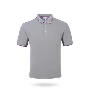 Camisas polo de golfe masculinas casuais com logotipo personalizado bordado em malha de poliéster e algodão para trabalho