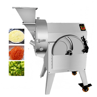 Automatische industriële groente- en fruit snijmachine voor het maken van blokjes, dobbelstenen en snijden van ui, knoflook, gember, zoete aardappel en wortel.