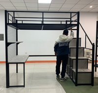 Lit mezzanine en fer personnalisé pour adultes lit superposé double avec bureau et escalier pour auberge