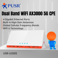 Routeur CPE PUSR Global 4G/5G Double Bande WiFi6 AX3000 avec Emplacement pour Carte SIM Qualcomm IPQ5018, 4 Ports Gigabit FWA, Jusqu'à 3000Mbps U200