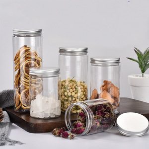 空透明塑料罐食品储存容器宽口化妆品罐食品级宠物罐，带铝盖，用于食品包装 - Product Image 5