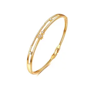 Bracelete, pulseiras da moda 18k filigree cz banhadas a ouro real, para mulheres adolescentes meninas, brilhante, estrela, pulseiras de ouro