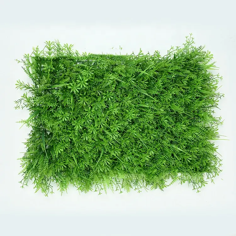 Z095 도매 합성 인공 액세서리 녹색 잎이 많은 벽 이끼 패널 잔디 실크 실내 시뮬레이션 식물 벽 장식