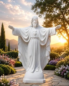 Statue de Jésus lavant les pieds en marbre blanc, sculptée à la main, scène biblique, sculpture religieuse catholique, décoration extérieure pour église et jardin - Product Image 5