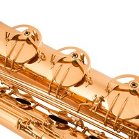 E-flat Bass Saxophone EB Tone Brass Adjustable Performance Baritone Golden Lacquered Finish Bakelite Head