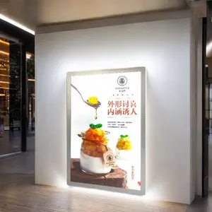 LED Aluminum Light Box Wall Mounted Pull-out Ultra-thin Luminous Advertising Poster Frame With Illuminated Billboard