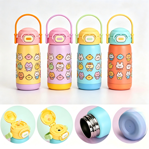 Botella de Agua Aislada para Niños de Acero Inoxidable 316 con Tapa de Paja Abatible, Logotipo Personalizado, Libre de BPA, Termo al Vacío, Regreso a Clases - Product Image 1