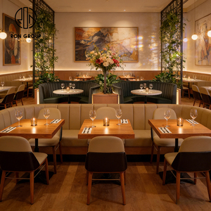 Ensemble <span class=keywords><strong>de</strong></span> meubles <span class=keywords><strong>de</strong></span> restaurant et <span class=keywords><strong>de</strong></span> café modernes haut <span class=keywords><strong>de</strong></span> gamme, avec banquette incurvée en cuir et <span class=keywords><strong>table</strong></span> carrée en bois - Product Image 5