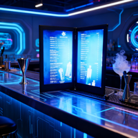 Menu de boissons de luxe en similicuir A4 à 4 faces avec éclairage LED et verseur intégré pour bars, hôtels et boîtes de nuit