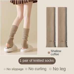 जापानी जैक सबकल्चर सफेद बुना हुआ स्लिमिंग पैर वार्मर लड़कियों शरद ऋतु सर्दियों शार्क पैंट y2k शैली स्टैक्ड मोजे आरामदायक - Product Image 6