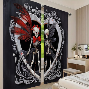 Rideaux imprimés numériquement en haute définition 2D avec un motif <span class=keywords><strong>de</strong></span> crâne classique, adaptés aux chambres à coucher et aux salons - Product Image 5