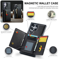 Étui de téléphone en cuir PU avec portefeuille magnétique puissant pour Samsung S22 S23 Plus S24 S25 S26 Ultra, protection RFID, porte-cartes à fermeture éclair