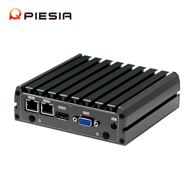 Piesia Dual Lan Quad Core Mini PC J1900 N4200 E3840 Barebone 1*Com Industrial Fanless X86 Linux Ubuntu Desktop Mini PC