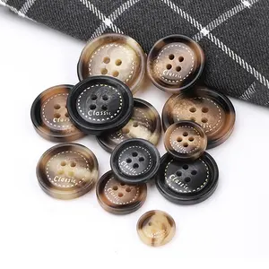 High End Fashion Custom Logo Resin Plastic 4 Holes Round Shirt Resin Buttons China With Logo For Shirt