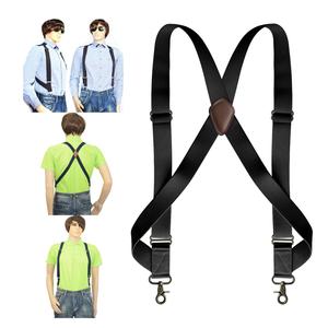 1.4 regolabile da uomo \ "con bretella elastica larga a forma di X gancio girevole nero realizzato in resistente poliestere pelle PU da lavoro personalizzato - Product Image 4