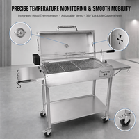 Barbecue au charbon de bois double face avec moteur inclus et table latérale pour utilisation en extérieur