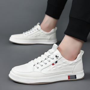 Zapatillas Casuales Blancas para Hombre, con Punta Redonda, Cordones, Suela de Goma Transpirable, Zapatos para Caminar - Product Image 3