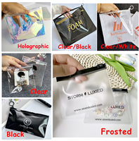 Pochette à bijoux miniature personnalisée, sac d'emballage en plastique PVC avec fermeture éclair, logo doré, petit sac à fermeture éclair pour bijoux