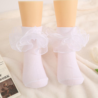 Chaussettes courtes en coton peigné couleur unie avec dentelle fine et franges, style Lolita pour enfants, filles, princesse, étudiantes, danse
