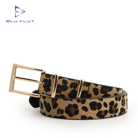 Ceinture jeans décontractés vintage à double anneau imprimé léopard pour femmes, ceintures de taille pour femmes, ceinture en cuir personnalisée pour femmes