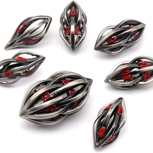 Arcanum Silver 7 piezas 3D impreso poliédrico RPG dados mazmorras y dragones Metal DND juego jugador conjunto diseño hueco - Product Image 1