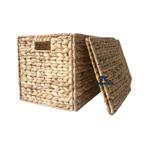 Paniers de rangement carrés pliables en jacinthe naturelle du Vietnam pour le linge, meilleures ventes - Product Image 4