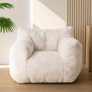 Frameless Sherpa <strong>Boucle</strong> Tufted <strong>Bean</strong> <strong>Bag</strong> Premium Quality for Living Room With Reading Pocket Teddy Lazy Sofa Compressible Sofa - Product Image 3