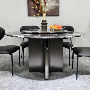 Tavolo da Pranzo di Lusso in Marmo Bianco e Nero Schomex, Design Moderno per Sala da Pranzo, Soggiorno e Camera da Letto, Lucidato - Product Image 5