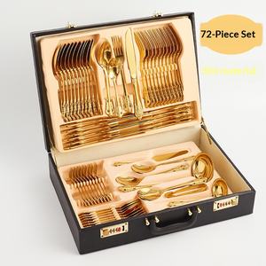 Vente flash Ensemble de couverts Palace en acier inoxydable 304, 72 pièces, ensemble de couverts en argent, couteau, fourchette, cuillère, ensemble complet, lave-vaisselle, couverts de mariage - Product Image 1